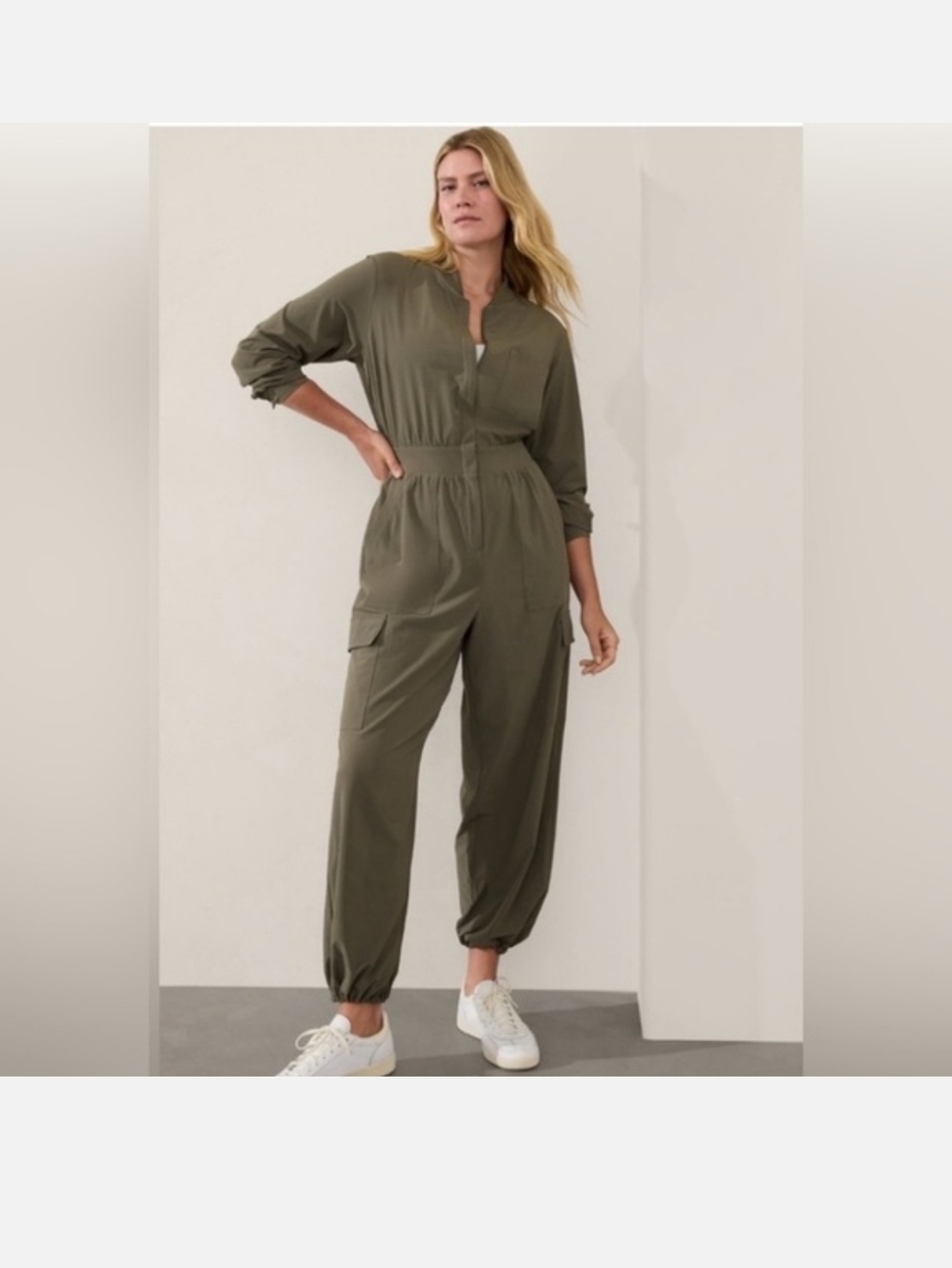Athleta Olive Green Brooklyn Jumpsuit - Picture 2 of 5